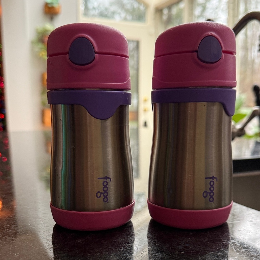 Thermos Foogo Pink and Purple Stainless Steel Thermos Set